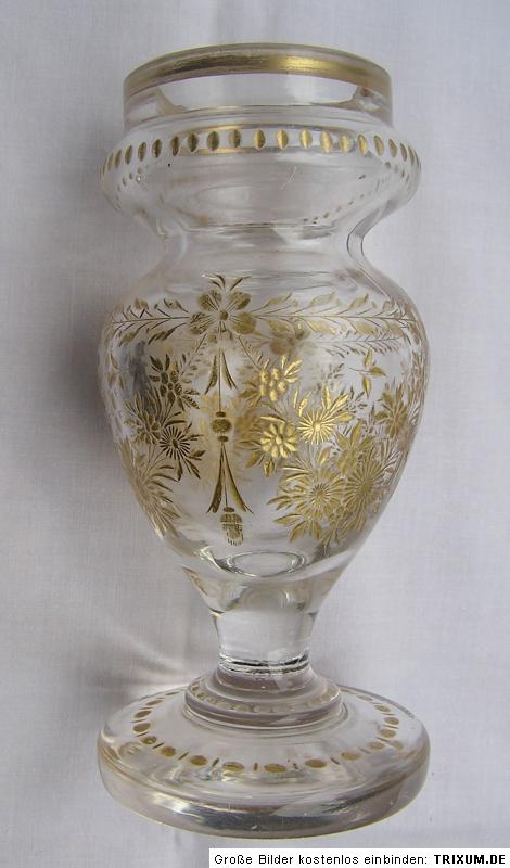 Einzigartige Fuss (Pokal) Vase m. Schwarzlotmalerei  