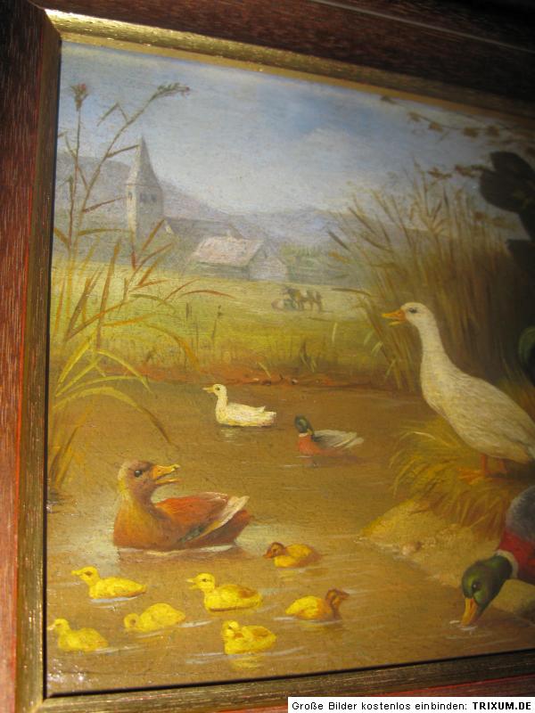 JUTZ Carl, *1838 Hahn mit Hennen und Enten  