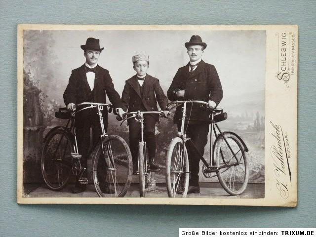 VINTAGE CABINET PHOTO GENTLEMEN w. BICYCLE FAHRRAD FOTO  